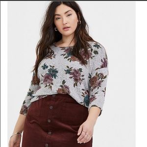 *TORRID* garden floral brushed hacci top